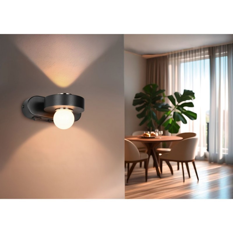 Trio-238270132 - Arpino - Black CCT Wall Lamp with White Glass