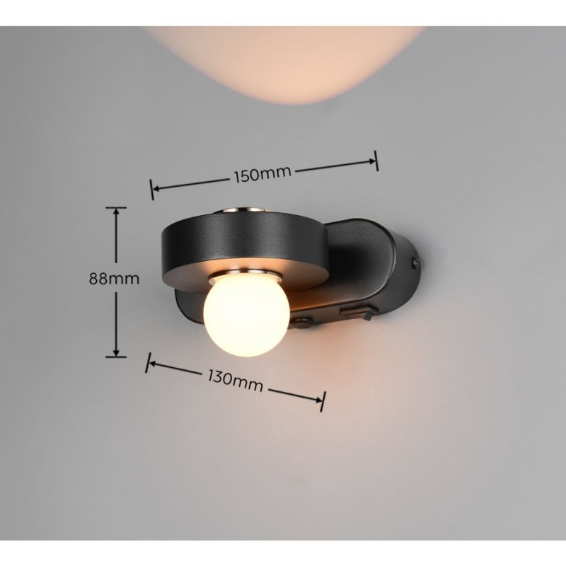 Trio-238270132 - Arpino - Black CCT Wall Lamp with White Glass
