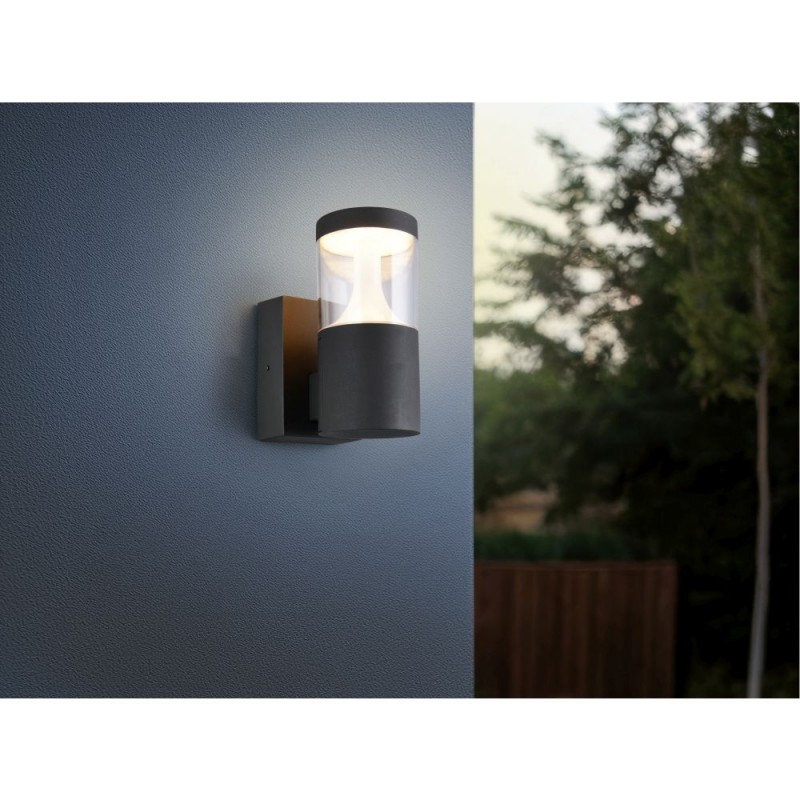 Trio-238560142 - Tagus - Anthracite CCT Wall Lamp with Clear Diffuser IP65