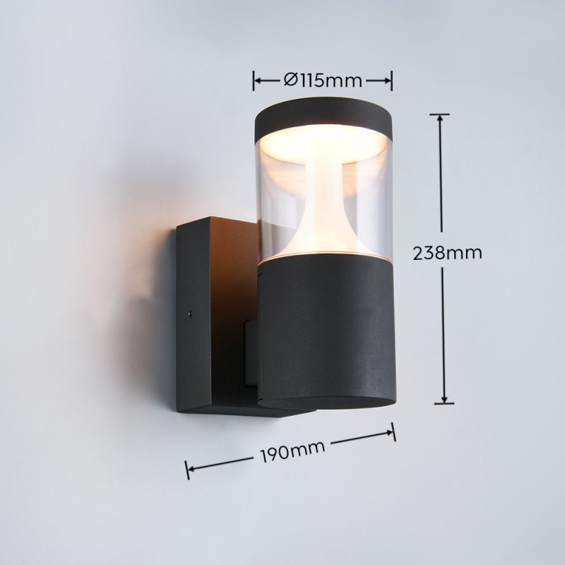 Trio-238560142 - Tagus - Anthracite CCT Wall Lamp with Clear Diffuser IP65