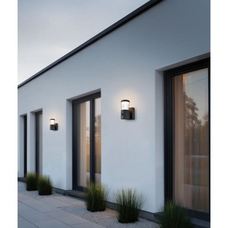 Trio-238569142 - Tagus - Anthracite CCT Sensor Wall Lamp with Clear Diffuser IP54