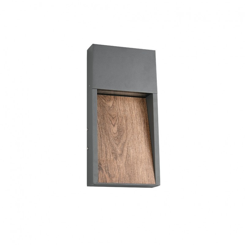 - Salmon - Anthracite LED Wall Lamp with Wood Imitation Trio-246960135 - Salmon - Anthracite LED Wall Lamp with Wood Imitation