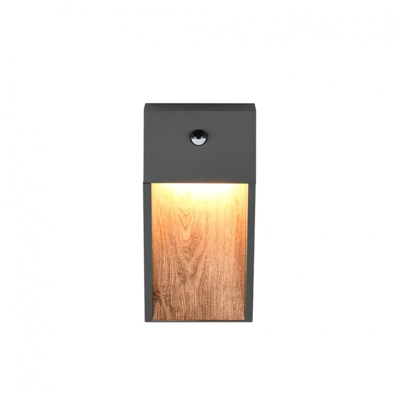 - Salmon - Anthracite PIR Wall Lamp with Wood Imitation Trio-246969135 - Salmon - Anthracite PIR Wall Lamp with Wood Imitation