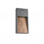 Salmon - Anthracite PIR Wall Lamp with Wood Imitation