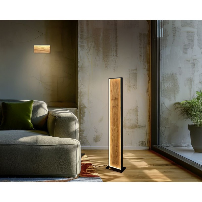 Trio-255519130 - Kalea - Black LED Wall Lamp with Natural Wood