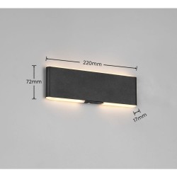 Conchita - Matt Black Rechargeable CCT Wall Lamp with Remote Control 2W