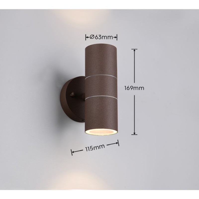 Trio-260260224 - Turia - Rust Up & Down Wall Lamp IP44