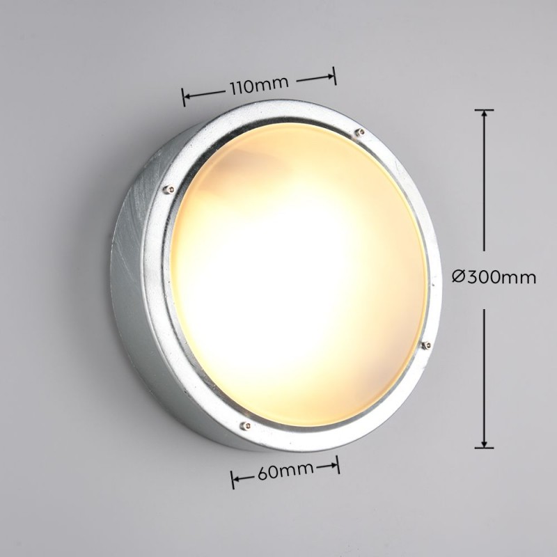 Trio-260660286 - Barito - Silver Bulkhead Light with White Glass IP54