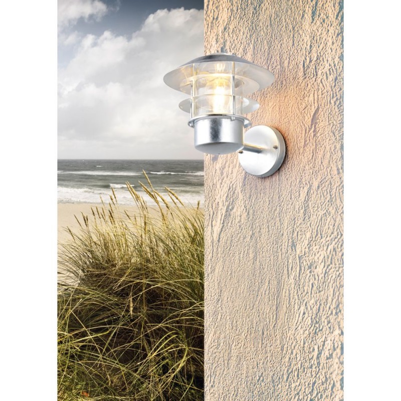 Trio-262060186 - Ruvuma - Silver Wall Lamp with Clear Glass Diffuser IP44