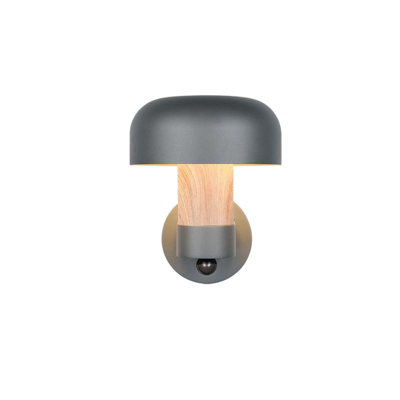 Trio-262569135 - Fraser - Anthracite & Wood Imitation PIR Wall Lamp IP54