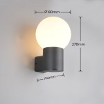 Mures - Anthracite Wall Lamp with White Glass IP44