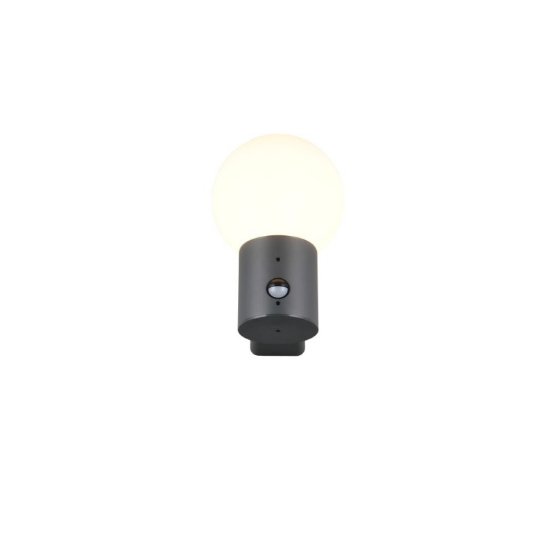Trio-269869142 - Mures - Anthracite PIR Wall Lamp with White Glass IP44