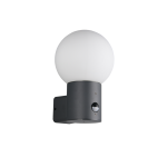 Mures - Anthracite PIR Wall Lamp with White Glass IP44