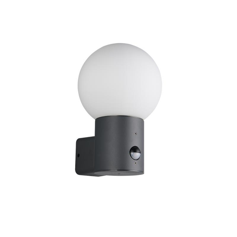 Trio-269869142 - Mures - Anthracite PIR Wall Lamp with White Glass IP44
