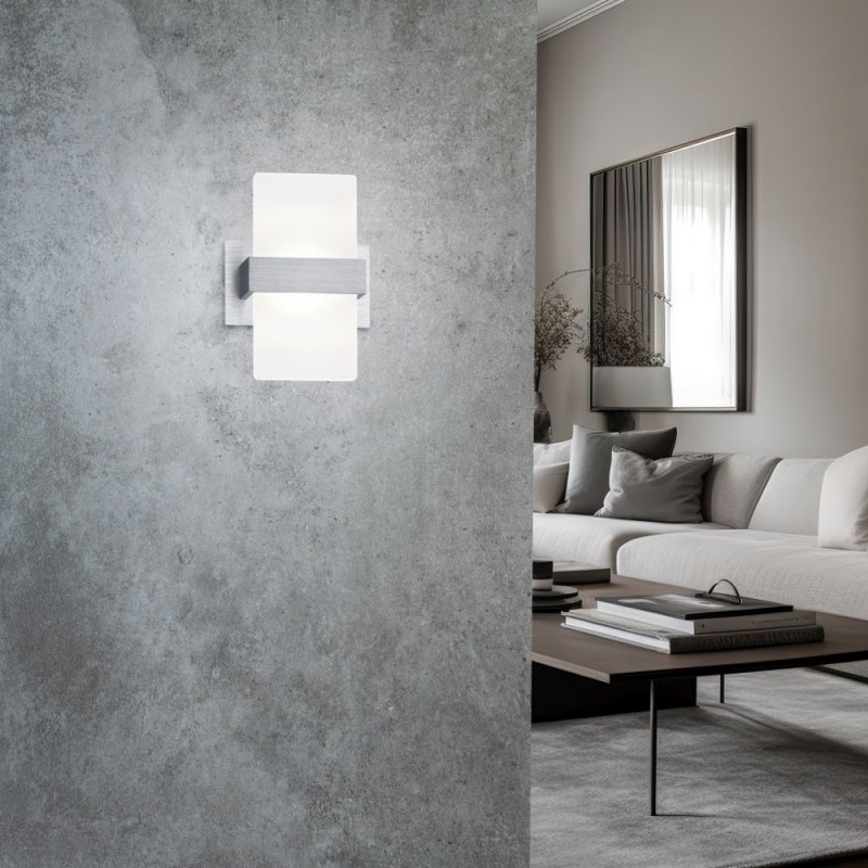 Trio-274670105 - Platon - Brushed Aluminum LED Wall Lamp with White Diffuser