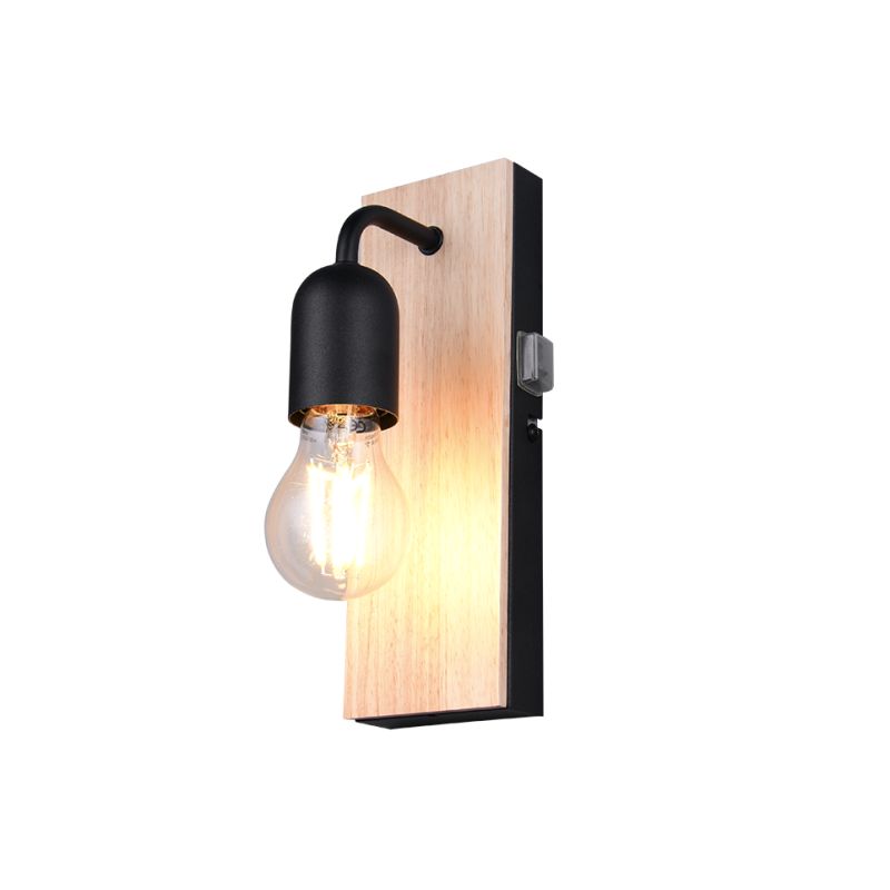 Trio-284470132 - Arturo - Black & Wooden Wall Lamp IP44