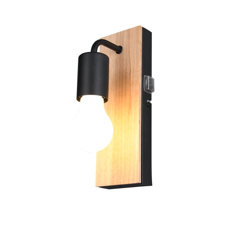 Trio-284470132 - Arturo - Black & Wooden Wall Lamp IP44