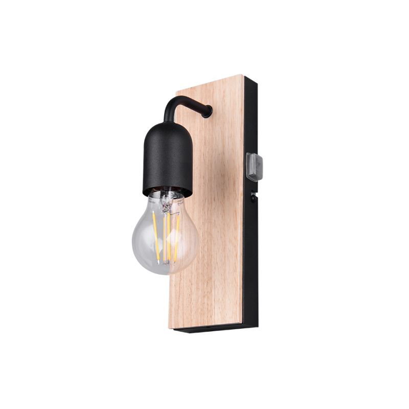 Trio-284470132 - Arturo - Black & Wooden Wall Lamp IP44