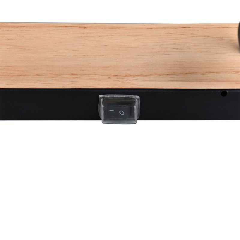 Trio-284470332 - Arturo - Black & Wooden 3 Light Wall Lamp IP44