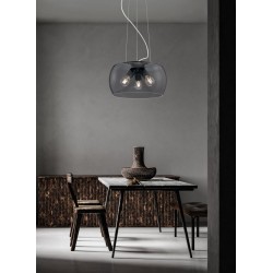 Valente - Matt Black 3 Light Pendant with Smoked Glass Valente - Matt Black 3 Light Pendant with Smoked Glass