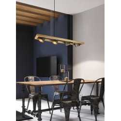 Bell - Antique Nickel & Wood 4 Light over Island Fitting Bell - Antique Nickel & Wood 4 Light over Island Fitting