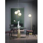 Pure - Matt Brass 3 Light Centre Fitting with White Glass