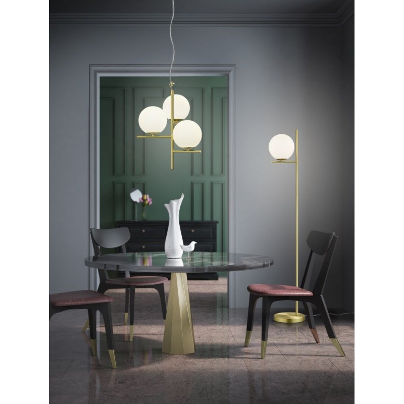 - Pure - Matt Brass 3 Light Centre Fitting with White Glass Trio-302000308 - Pure - Matt Brass 3 Light Centre Fitting with White Glass
