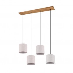 Elmau - Wooden 4 Light over Island Fitting with Beige Shade Elmau - Wooden 4 Light over Island Fitting with Beige Shade