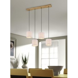 Elmau - Wooden 4 Light over Island Fitting with Beige Shade Elmau - Wooden 4 Light over Island Fitting with Beige Shade