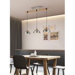 Delhi - Antique Nickel & Wood 3 Light over Island Fitting Delhi - Antique Nickel & Wood 3 Light over Island Fitting