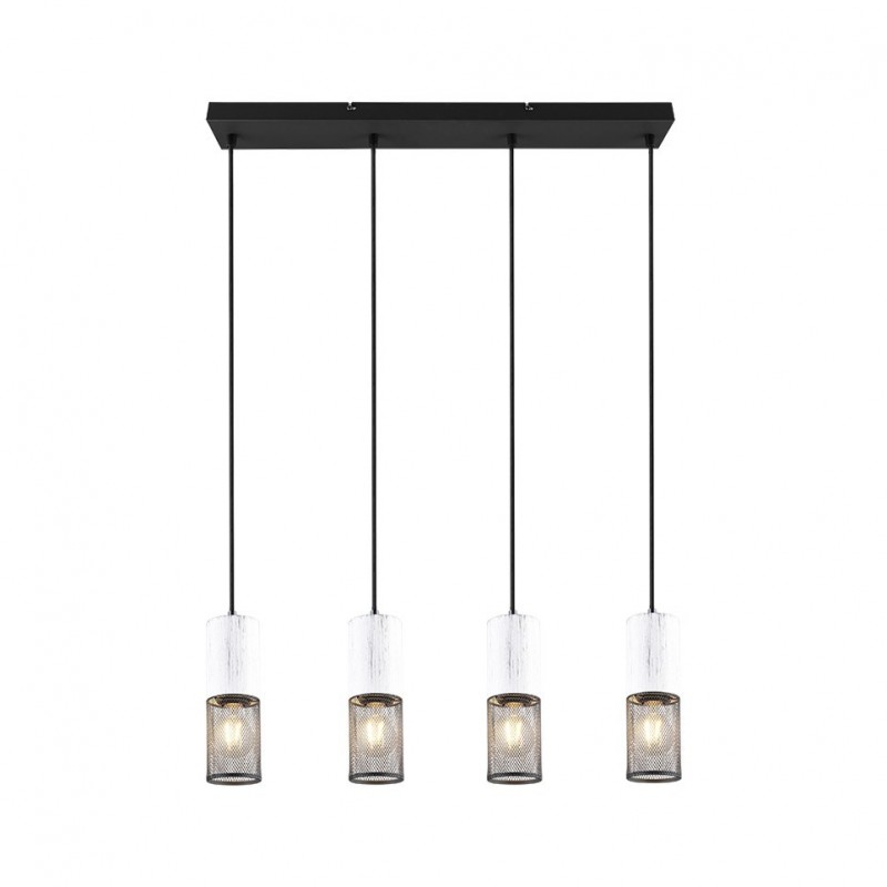 Trio-304300434 - Tosh - Black 4 Light over Island Fitting with White Wooden Details