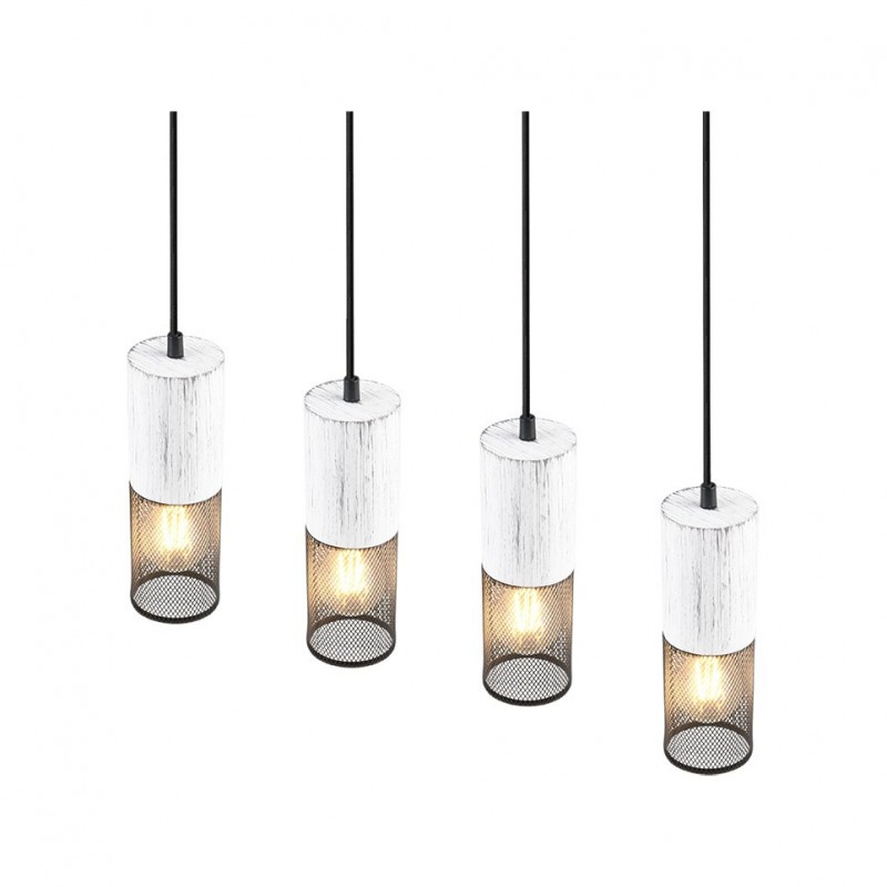 Trio-304300434 - Tosh - Black 4 Light over Island Fitting with White Wooden Details