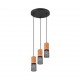 Trio-304330332 - Tosh - Black 3 Light Cluster Pendant with Wooden Details