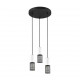 Trio-304330334 - Tosh - Black 3 Light Cluster Pendant with White Wooden Details