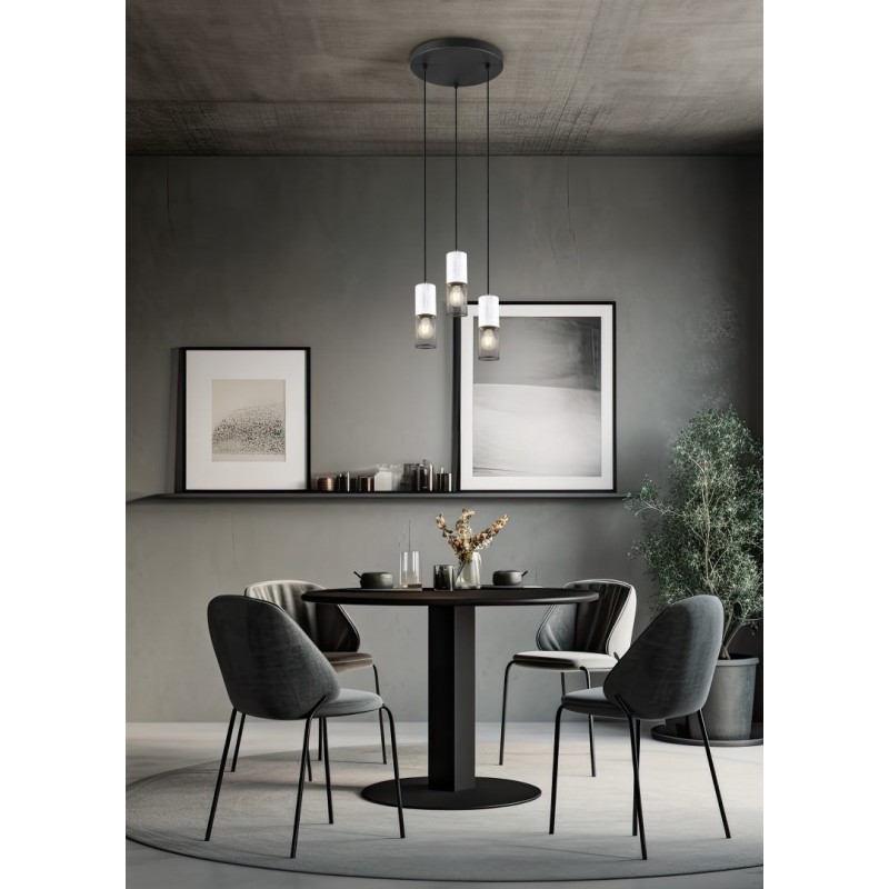 Trio-304330334 - Tosh - Black 3 Light Cluster Pendant with White Wooden Details