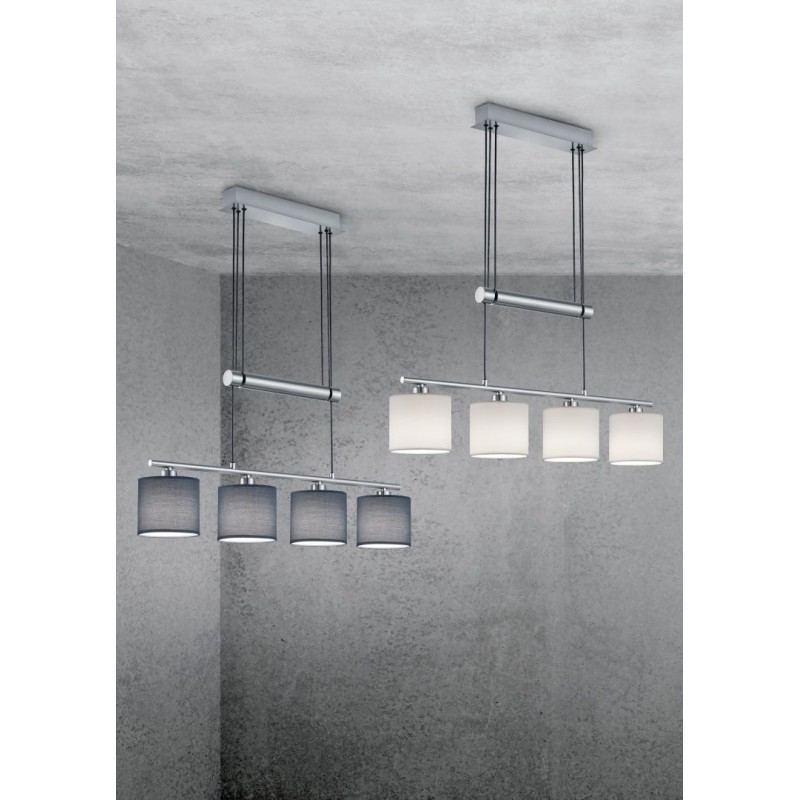 - Garda - Matt Nickel 4 Light over Island Fitting with Grey Shade Trio-305400411 - Garda - Matt Nickel 4 Light over Island Fitting with Grey Shade