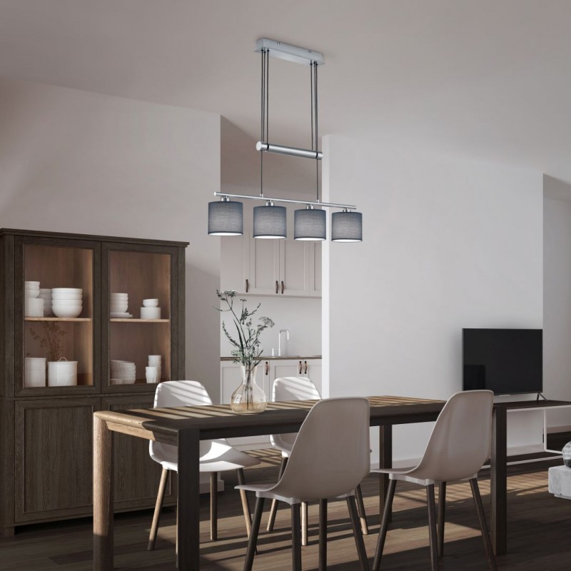 - Garda - Matt Nickel 4 Light over Island Fitting with Grey Shade Trio-305400411 - Garda - Matt Nickel 4 Light over Island Fitting with Grey Shade