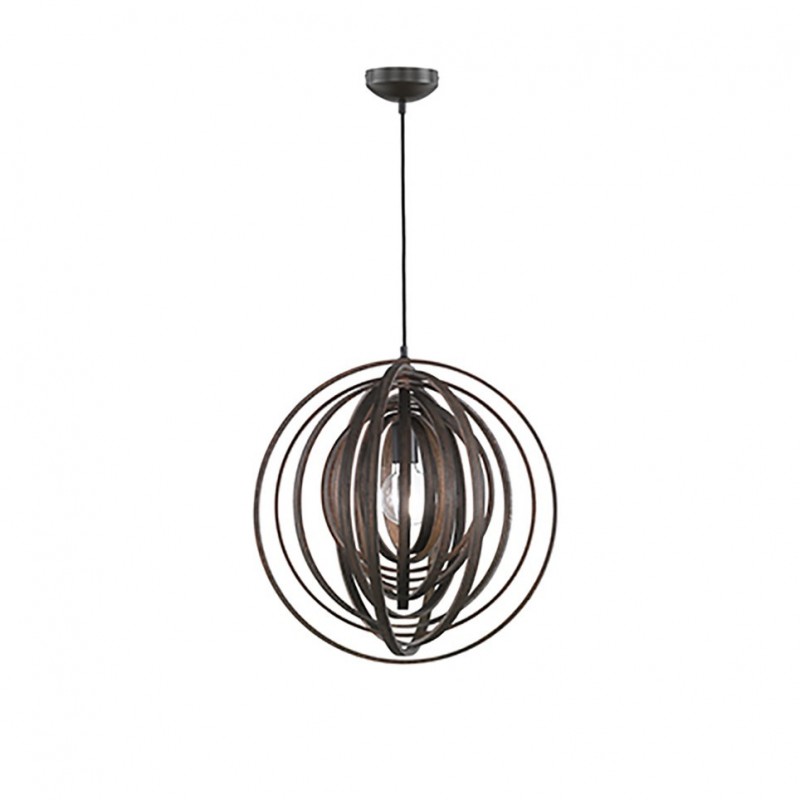 Trio-305900126 - Boolan - Black Pendant with Wooden Slats