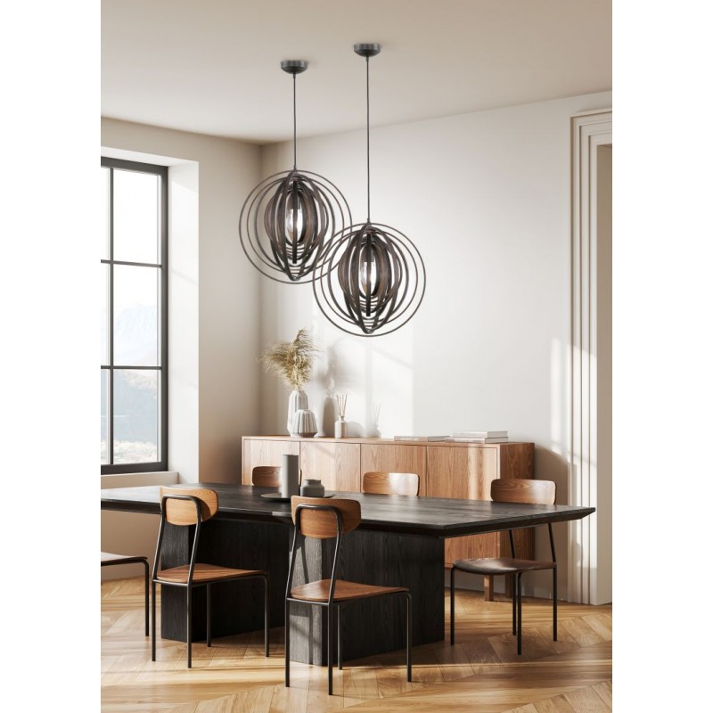 Trio-305900126 - Boolan - Black Pendant with Wooden Slats