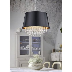 Loreley - Chrome 3 Light Pendant with Black Shade & Crystal Loreley - Chrome 3 Light Pendant with Black Shade & Crystal