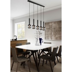 Clayton - Black 5 Light over Island Fitting with Smoked Mirrored Glass Clayton - Black 5 Light over Island Fitting with Smoked Mirrored Glass
