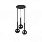 Clayton - Black 3 Light Cluster Pendant with Smoked Mirrored Glass Clayton - Black 3 Light Cluster Pendant with Smoked Mirrored Glass