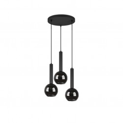 Clayton - Black 3 Light Cluster Pendant with Smoked Mirrored Glass Clayton - Black 3 Light Cluster Pendant with Smoked Mirrored Glass