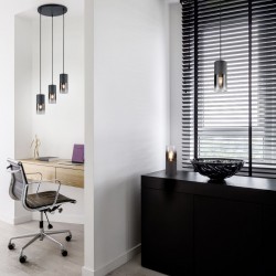Robin - Matt Black Pendant with Smoked Glass Robin - Matt Black Pendant with Smoked Glass