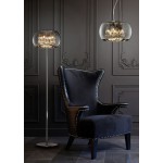 Vapore - Mirrored Smoked Glass 5 Light Pendant with Clear Glass Drops