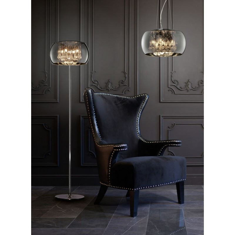 - Vapore - Mirrored Smoked Glass 6 Light Pendant with Clear Glass Drops Trio-311210606 - Vapore - Mirrored Smoked Glass 6 Light Pendant with Clear Glass Drops