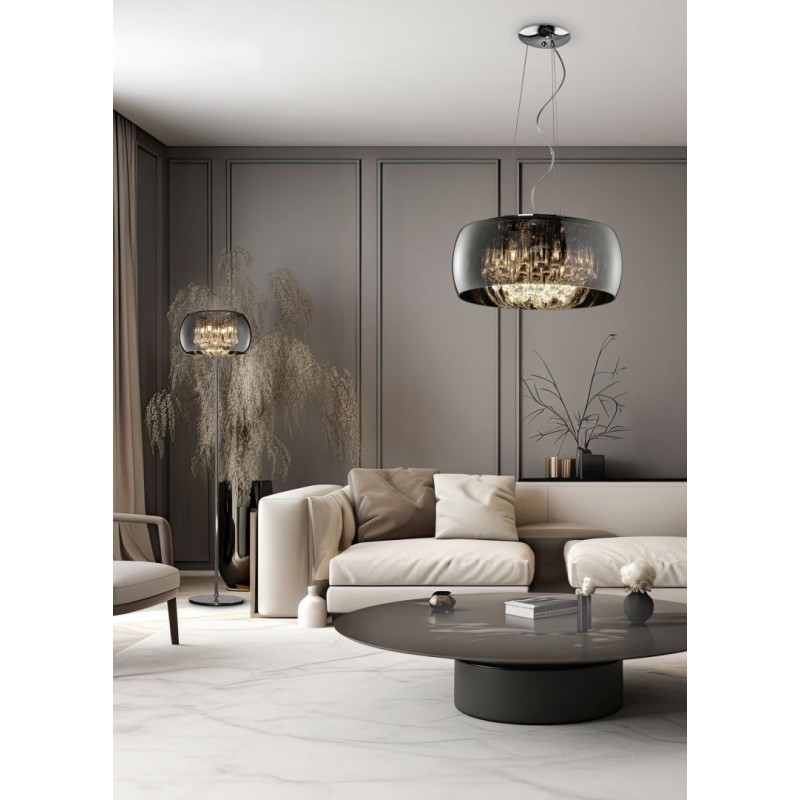 - Vapore - Mirrored Smoked Glass 6 Light Pendant with Clear Glass Drops Trio-311210606 - Vapore - Mirrored Smoked Glass 6 Light Pendant with Clear Glass Drops