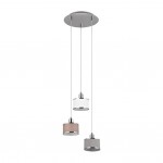 Kaprun - Chrome 3 Light Cluster Pendant with White, Brown & Grey Shades