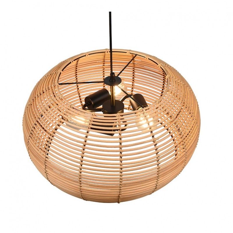 Trio-312200336 - Inga - Black Pendant with Natural Rattan Ø 50 cm