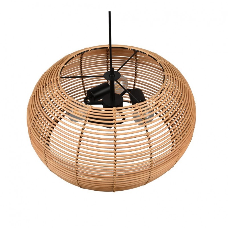 Trio-312200336 - Inga - Black Pendant with Natural Rattan Ø 50 cm